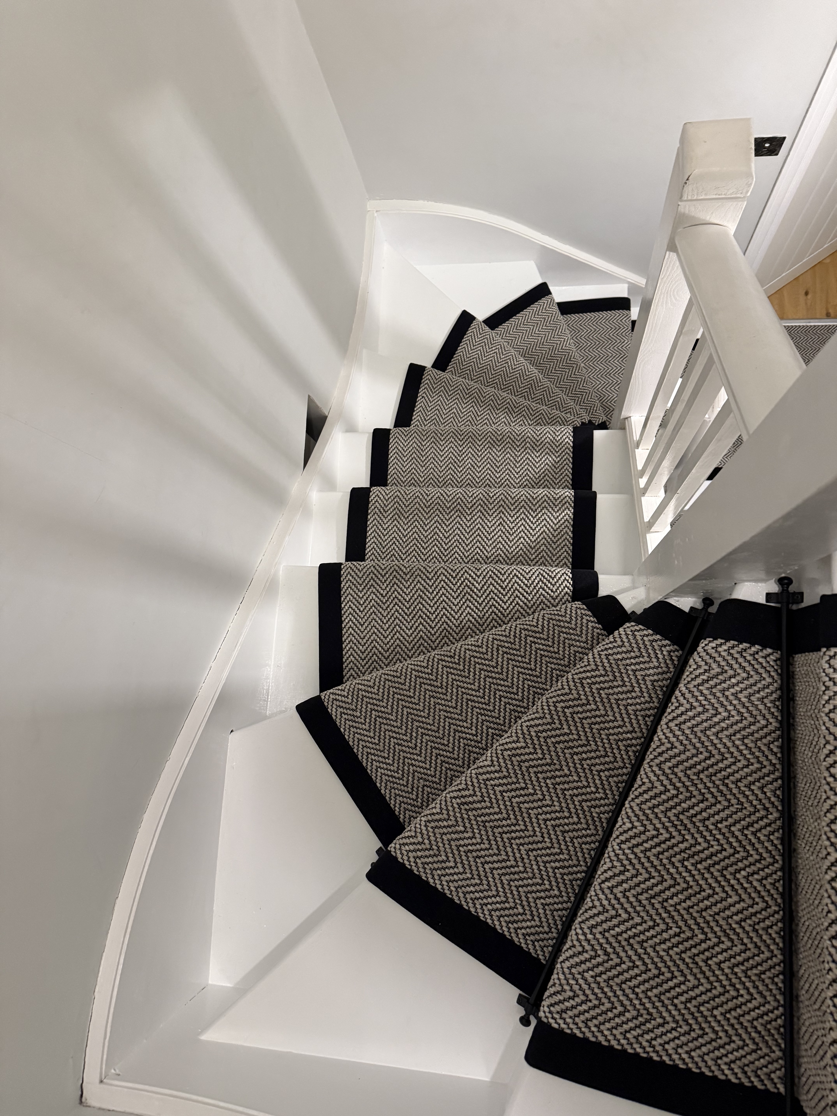 Herringbone stair carpet runner